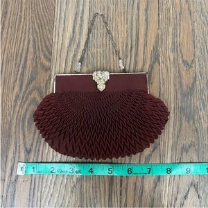 Vintage 1930s 1940s Art Deco Oxblood Pleated Evening Bag